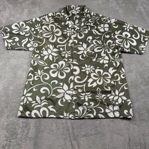 Vintage More Core Division (MCD) Button Down Shirt Mens XL Green Floral Mesh